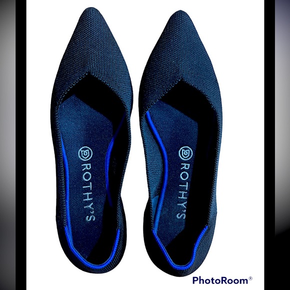Rothy’s The Point Flats Black Career Classic Pointy Toe. Size 9.5. - Picture 2 of 4